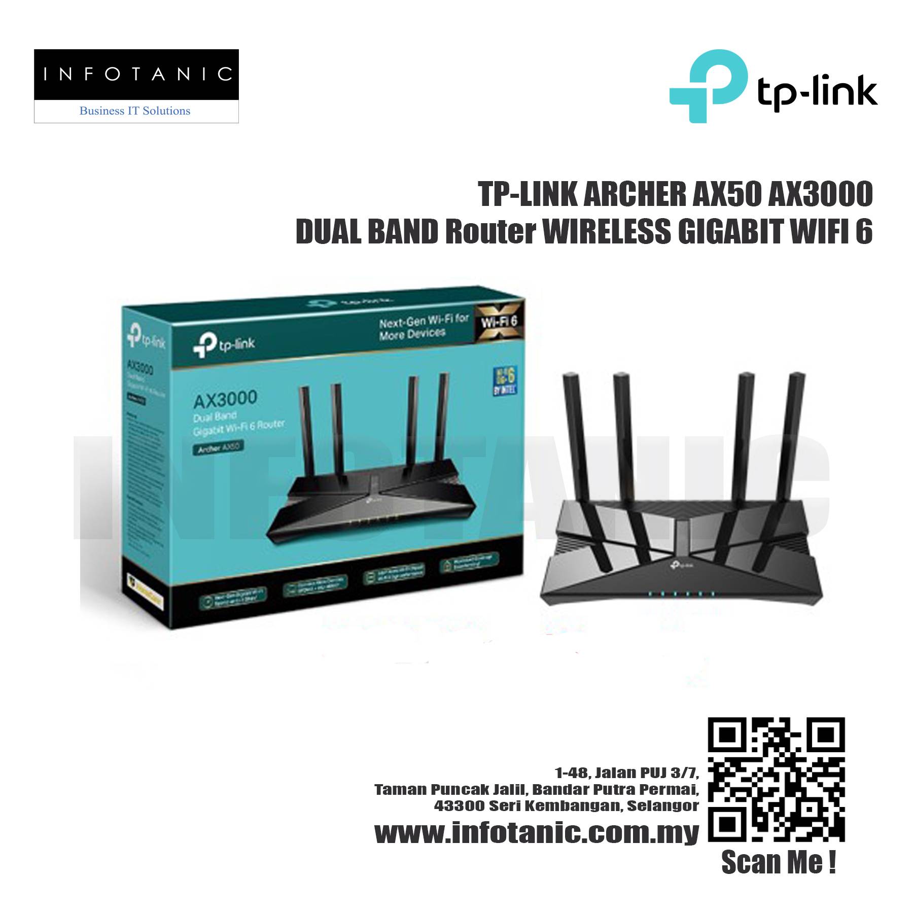 TP-LINK ARCHER AX50 AX3000 DUAL BAND Router WIRELESS GIGABIT WIFI 6