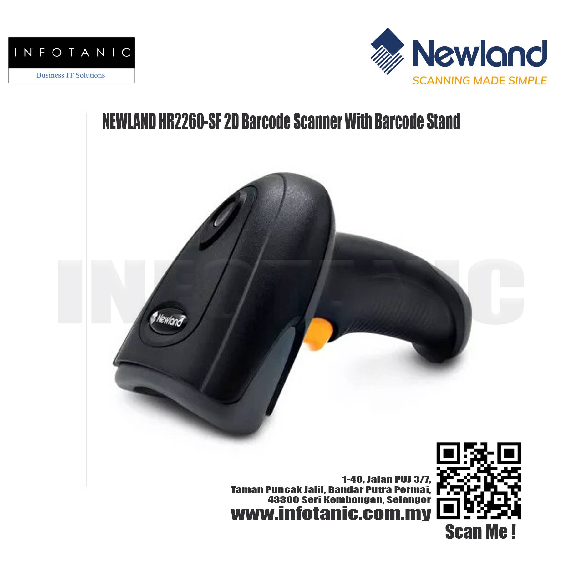 NEWLAND HR2260SF 2D Barcode Scanner With Barcode Stand