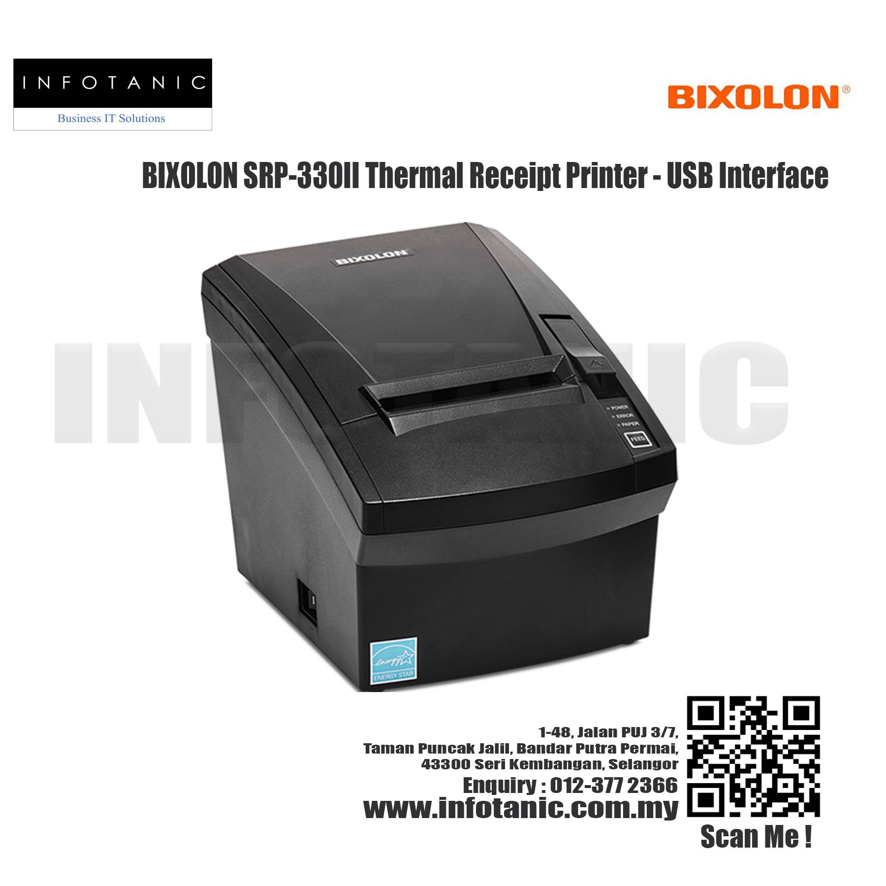 BIXOLON SRP330II Thermal Receipt Printer USB Interface