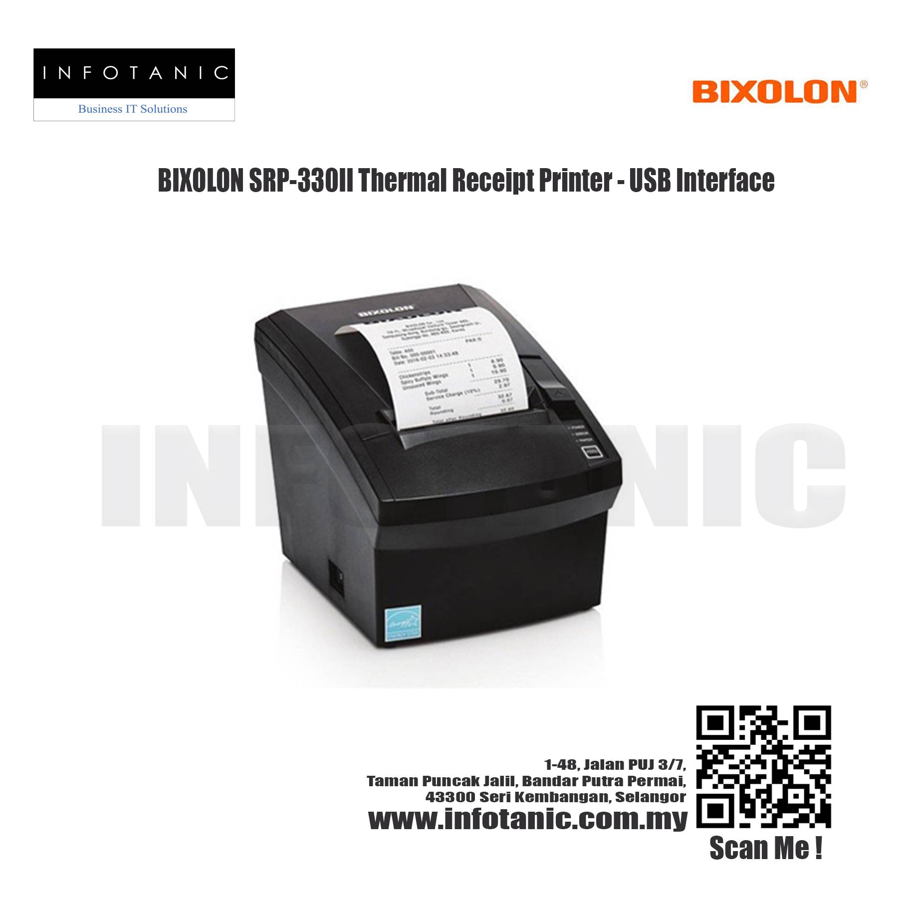 BIXOLON SRP330II Thermal Receipt Printer USB Interface